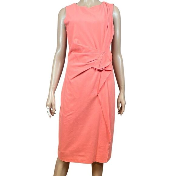 Kobi Halperin Quinn Dress Coral Rose Pink Sleeveless Draped Size 6 (044) - Picture 2 of 14